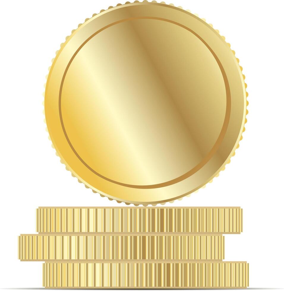 Gold Coin Money Stack Flat Illustration. Round Penny Cartoon Icon. Business Income Earnings. Yellow Metal Cent Realistic 3d Design. Golden Treasure or Casino Winning Fortune. Abstract Currency. vector