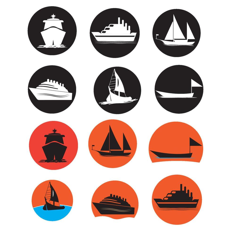 illustration of ship icon images vector