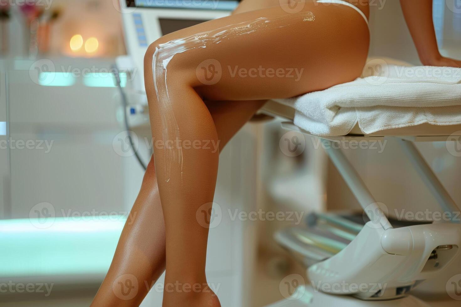 Closeup shot of beautiful female legs. Hair removal concept. photo