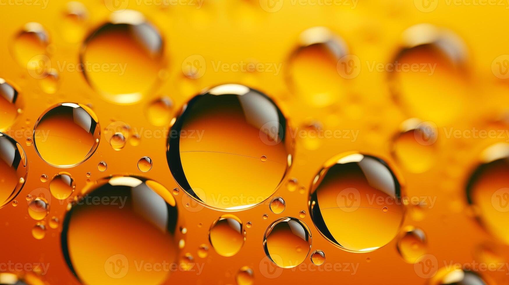 Multi-colored bright transparent glossy bubbles close-up. Oil drops on water surface abstract back photo