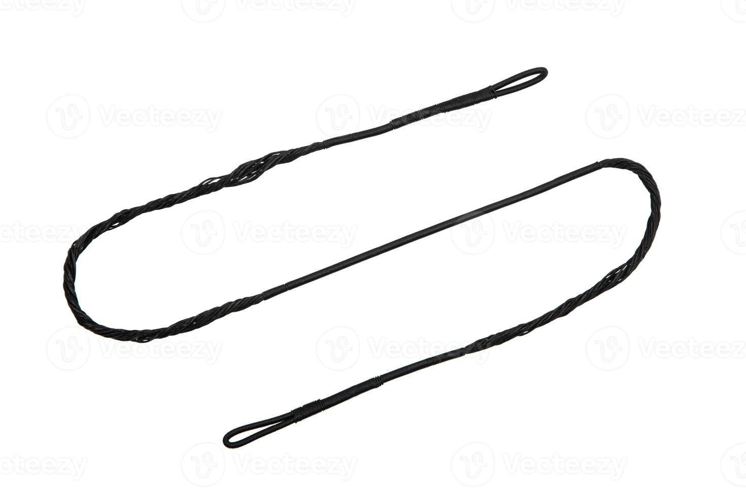 Bowstring for a bow or crossbow. Tightly woven nylon threads into one string. Isolate on a white back photo