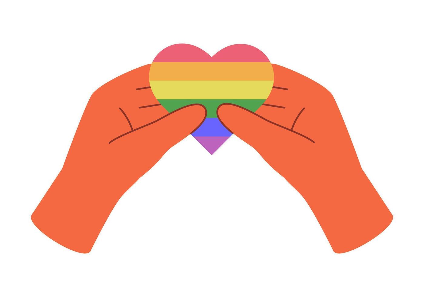 Couple Hands holding rainbow LGBT heart vector