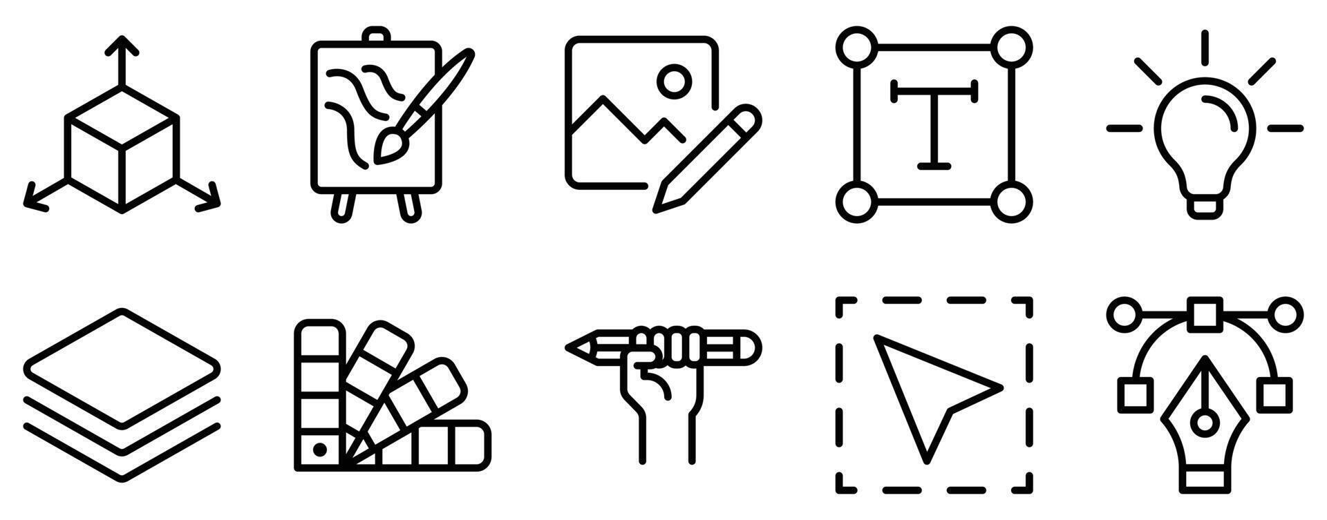 Graphic Design Icon Set Modern Line Style Collection vector