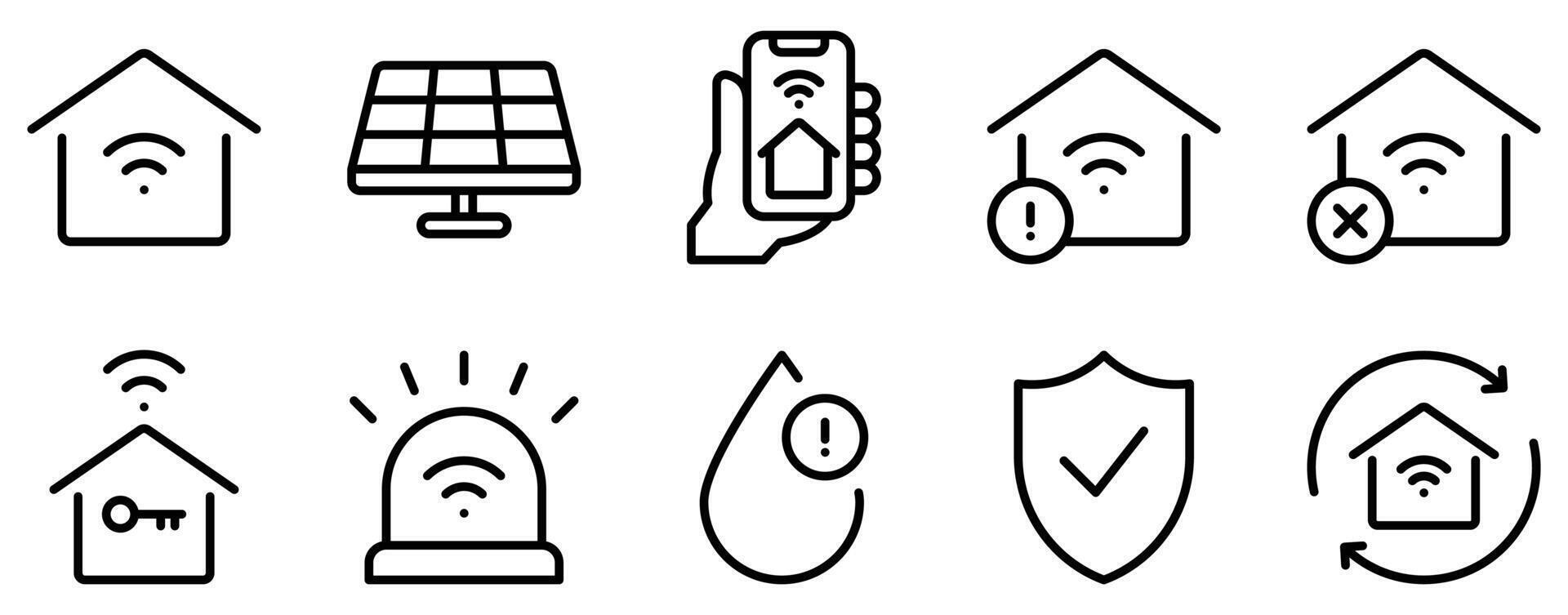 Smarthome Icon Set Contemporary Line Style Collection vector