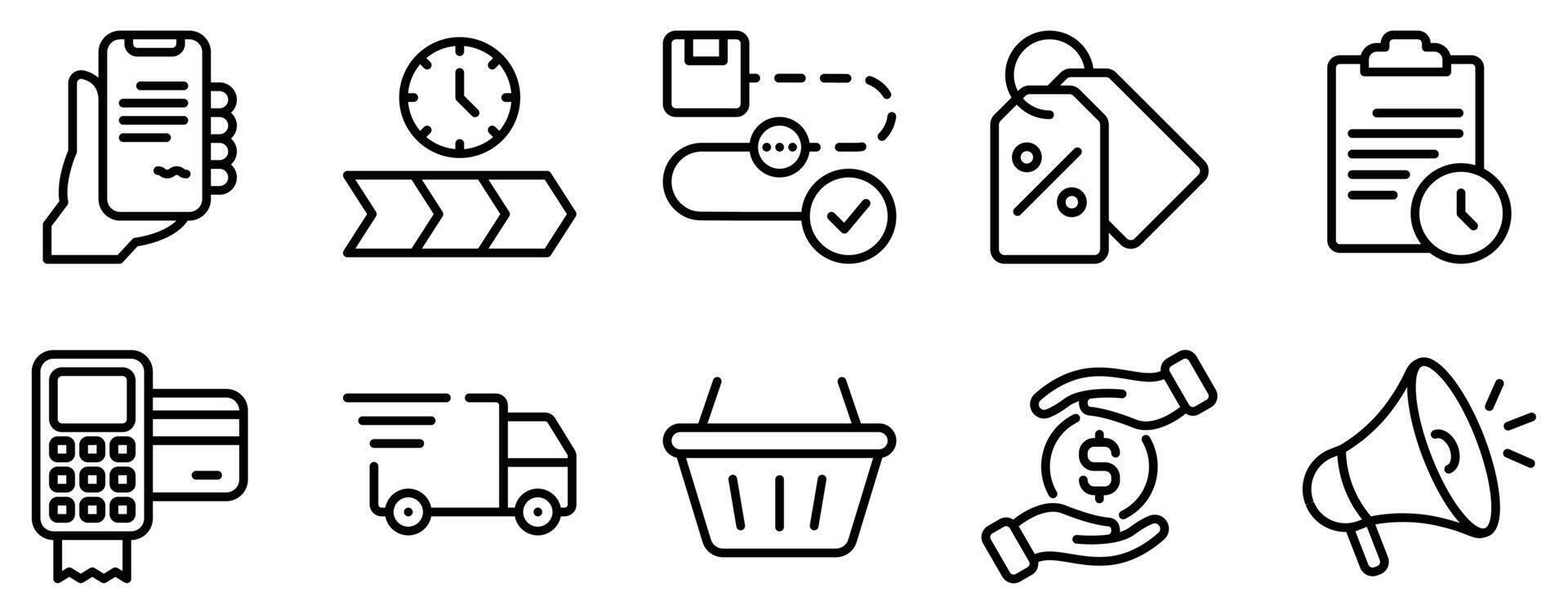 Sales Icon Set Dynamic Line Style Collection vector