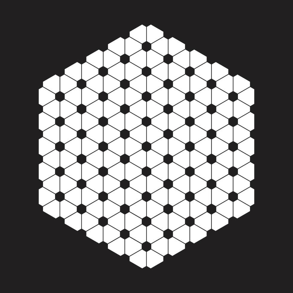 The hexagon overlap on a black background. vector