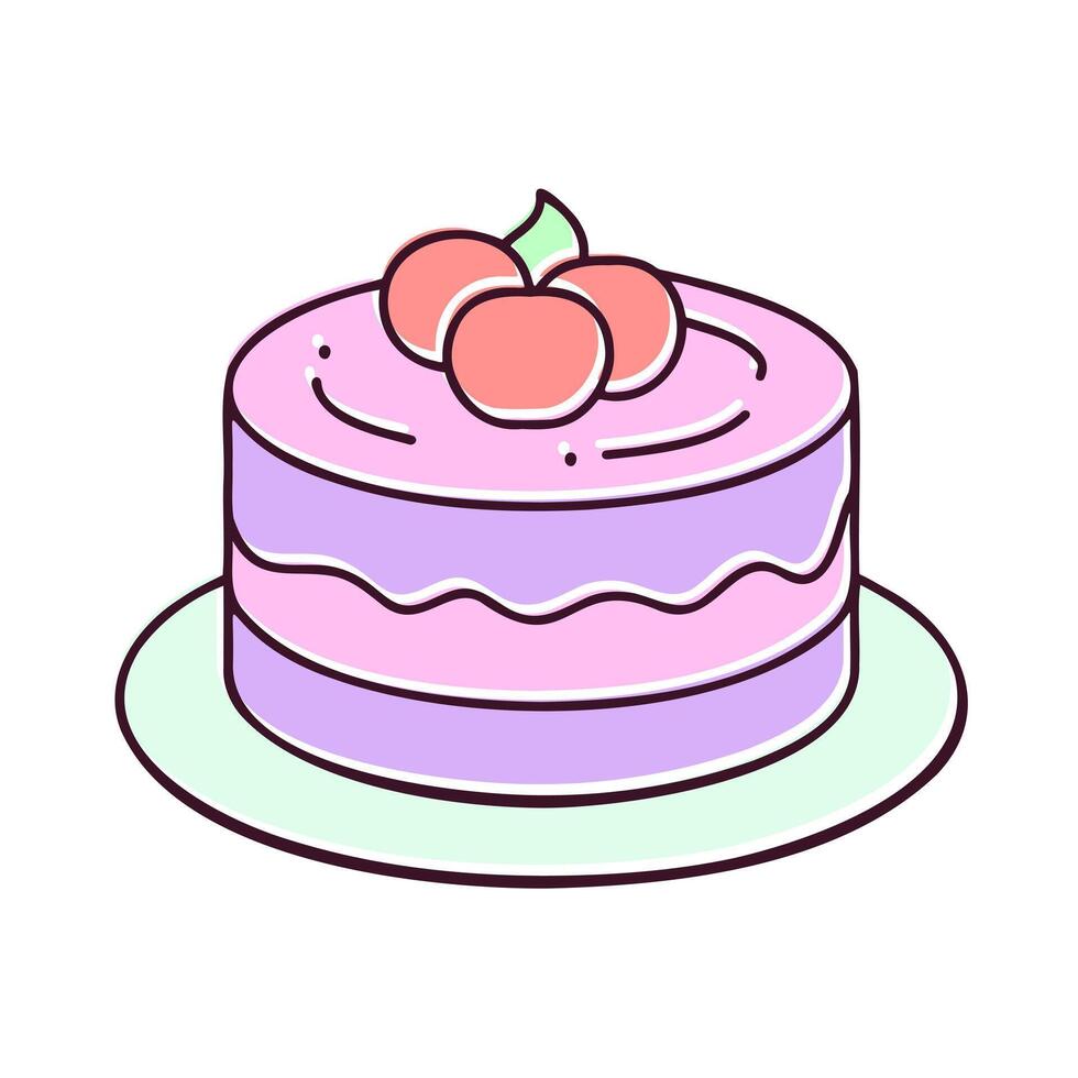 Small cake cupcake with berries, stylized logo icon, isolated, on a white background. vector
