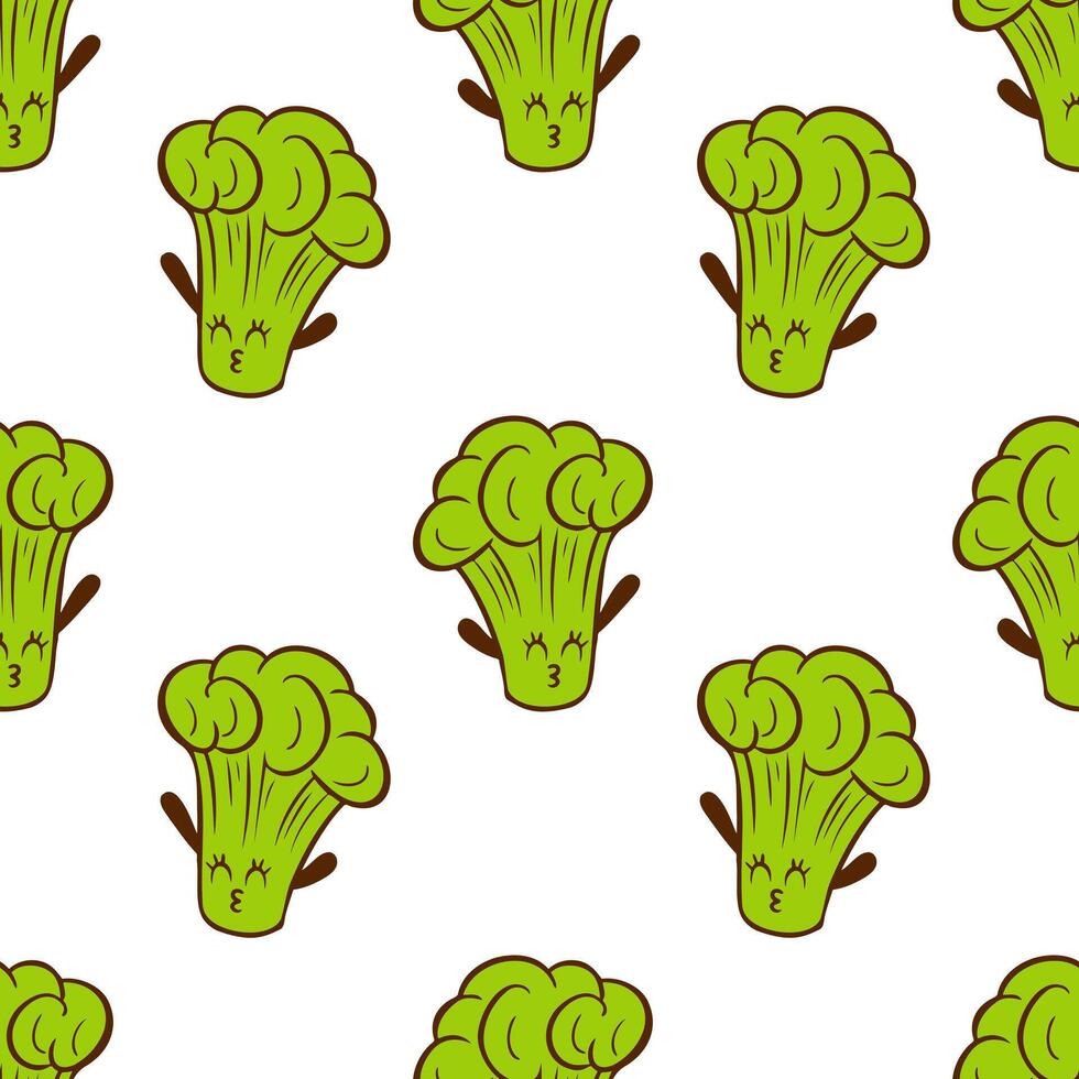 Eco pattern green broccoli plant, eco friendly seamless pattern. Printing on environmentally friendly packaging, natural packaging paper. vector