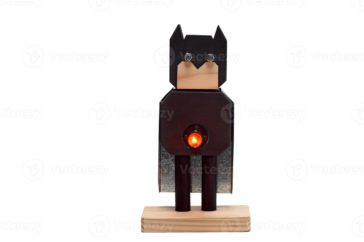 creative wooden and metal dolls on white background photo