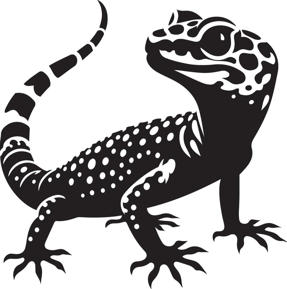 Silhouette of Leopard Gecko illustration. vector