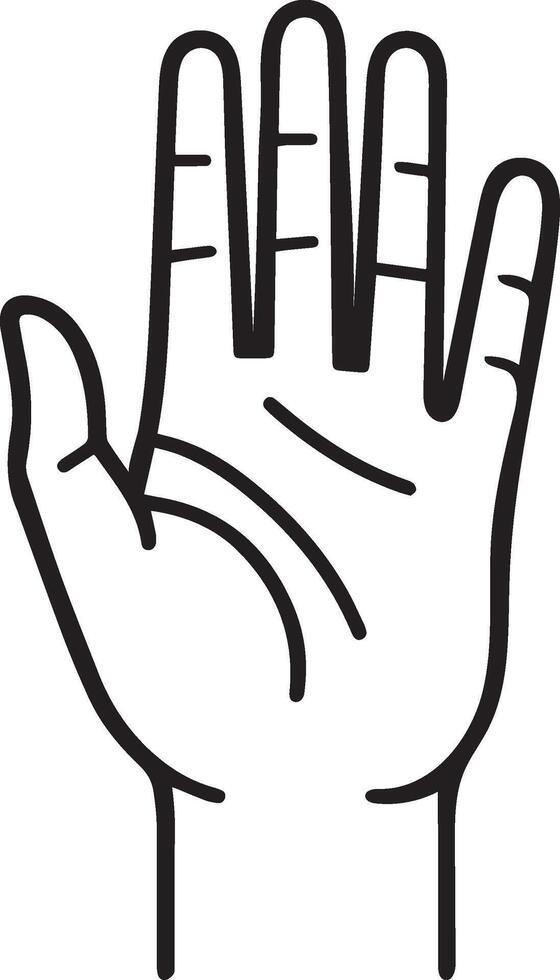 Illustration of human open hand outline with lifelines. vector