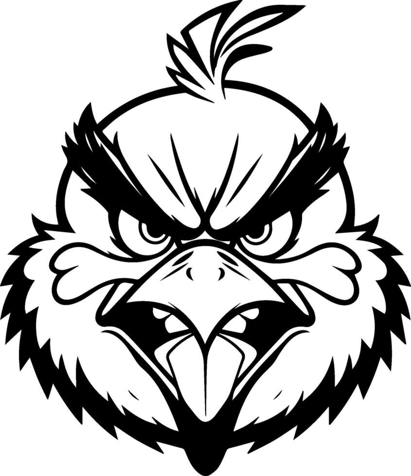 angry bird head cartoon illustration vector