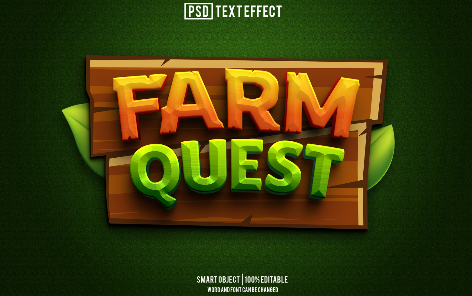 farm quest text effect, font editable, typography, 3d text psd