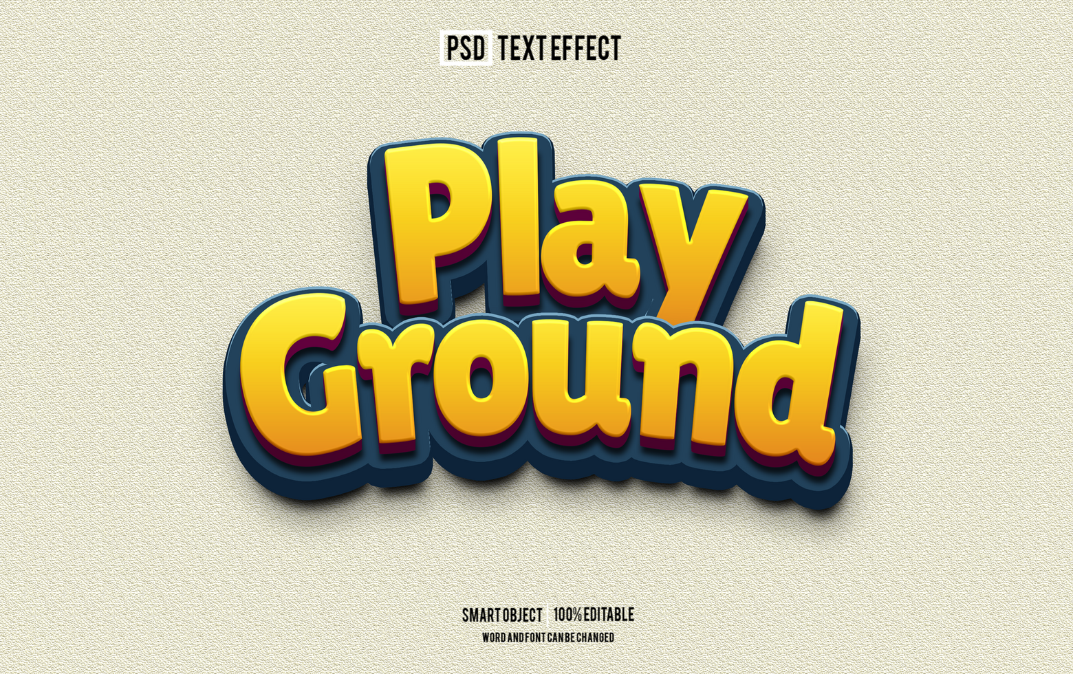 play ground text effect, font editable, typography, 3d text psd