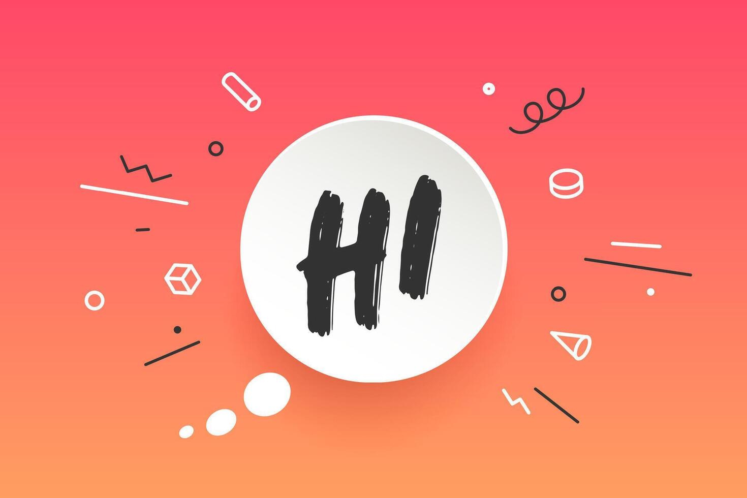 Hi. Banner, speech bubble vector