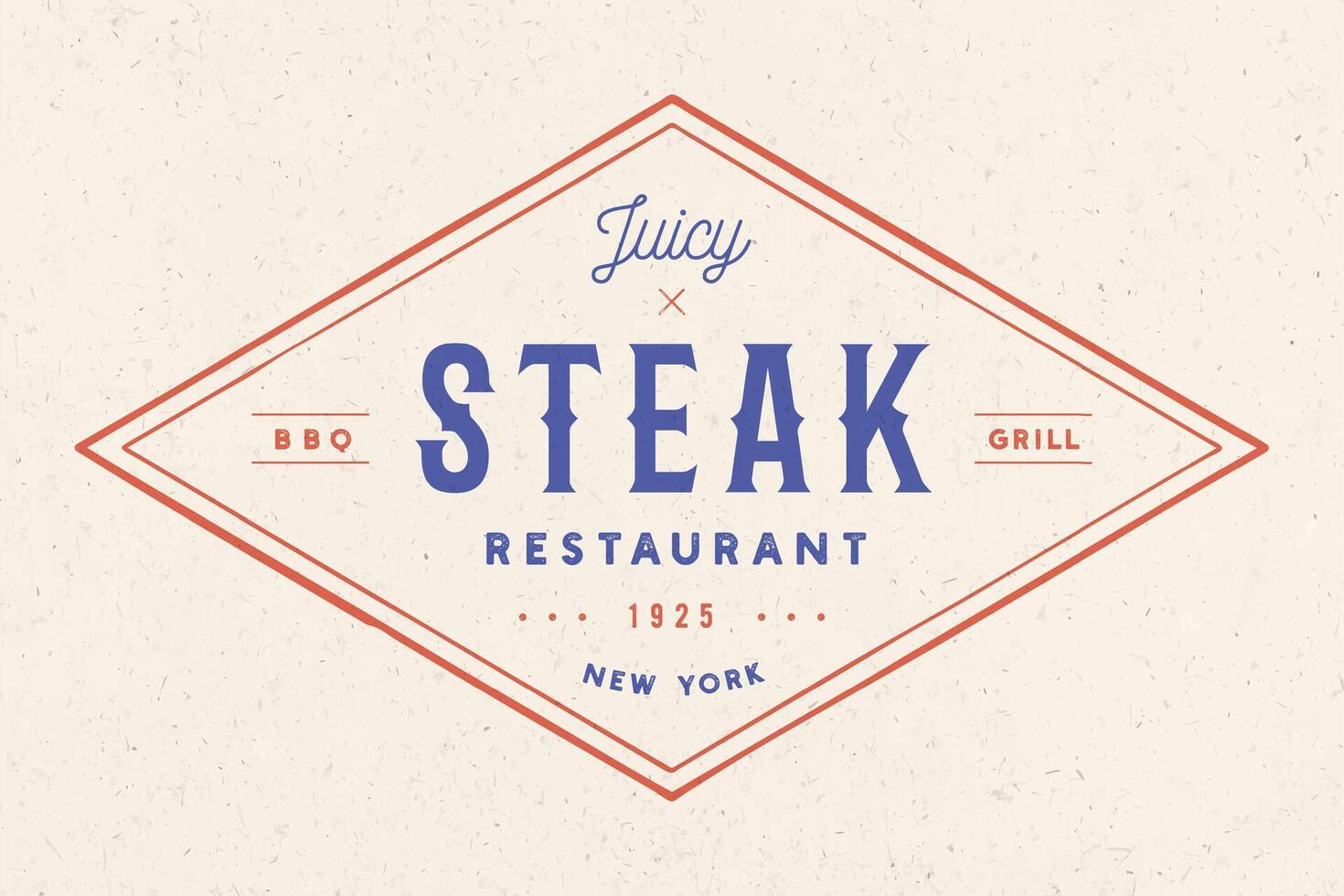 Steak, logo, meat label. Logo with text steak restaurant, juicy steak vector