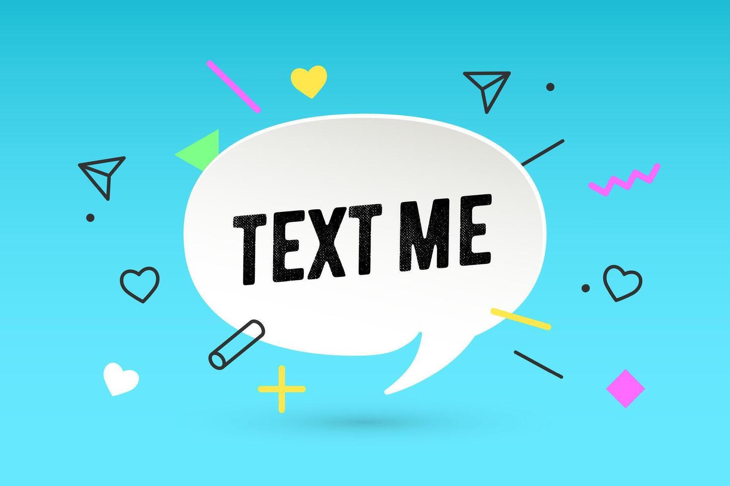 Text me. Paper bubble cloud talk and message Text M vector