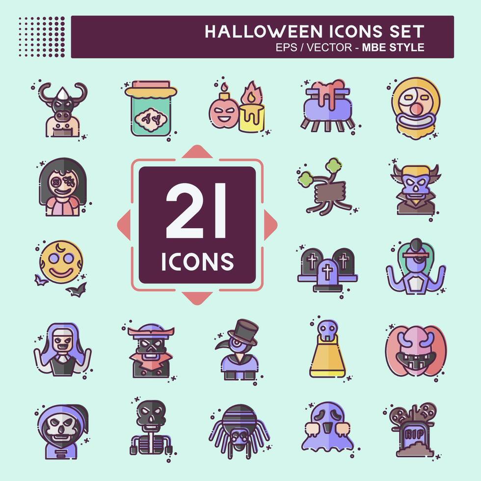 Icon Set Halloween. related to Festival symbol. MBE style. simple design illustration vector