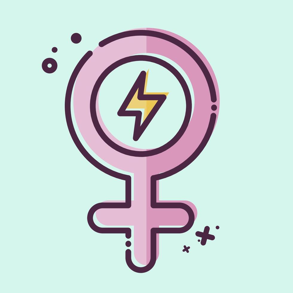 Icon Girl Power. related to Woman Day symbol. MBE style. simple design illustration vector