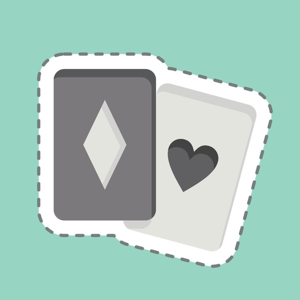 Sticker line cut Palying Card. related to Online Game symbol. simple design illustration vector