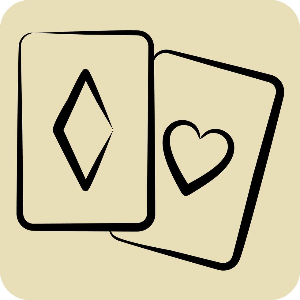 Icon Palying Card. related to Online Game symbol. hand drawn style. simple design illustration vector