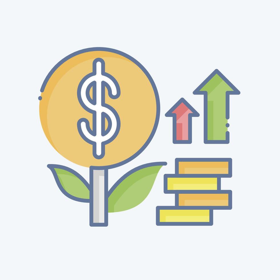 Icon Money Growth. related to Finance and Tax symbol. doodle style. simple design illustration vector