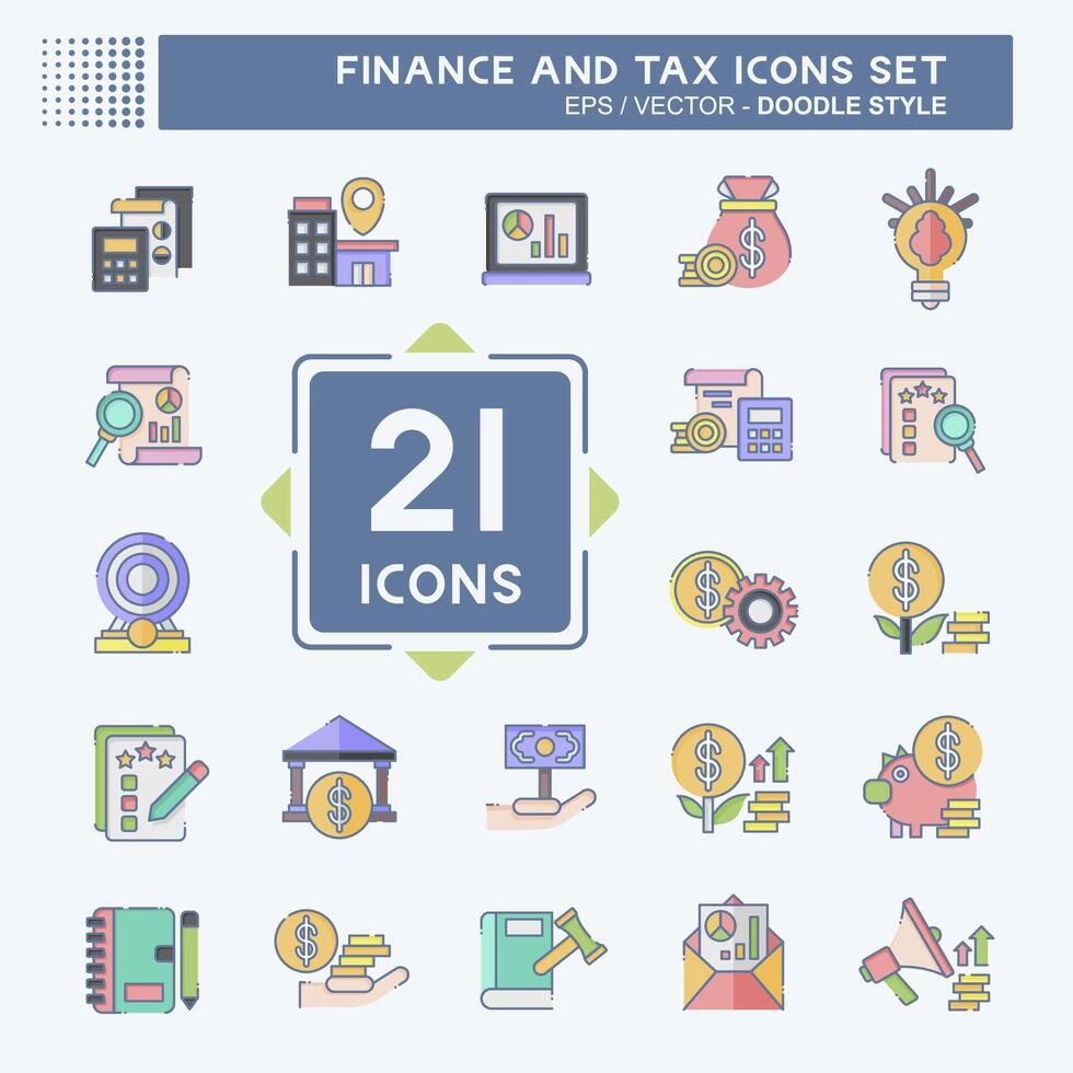 Icon Set Finance and Tax. related to Business symbol. doodle style. simple design illustration vector
