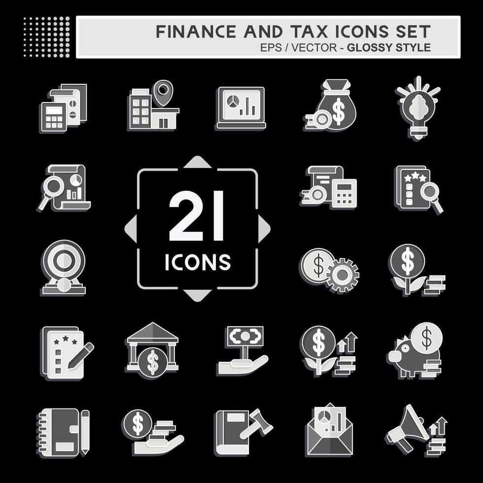 Icon Set Finance and Tax. related to Business symbol. glossy style. simple design illustration vector