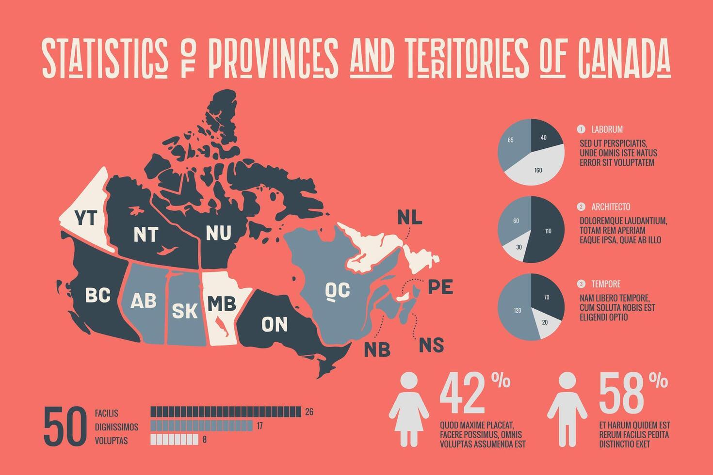 Map Canada. Poster map of provinces and territories of Canada vector