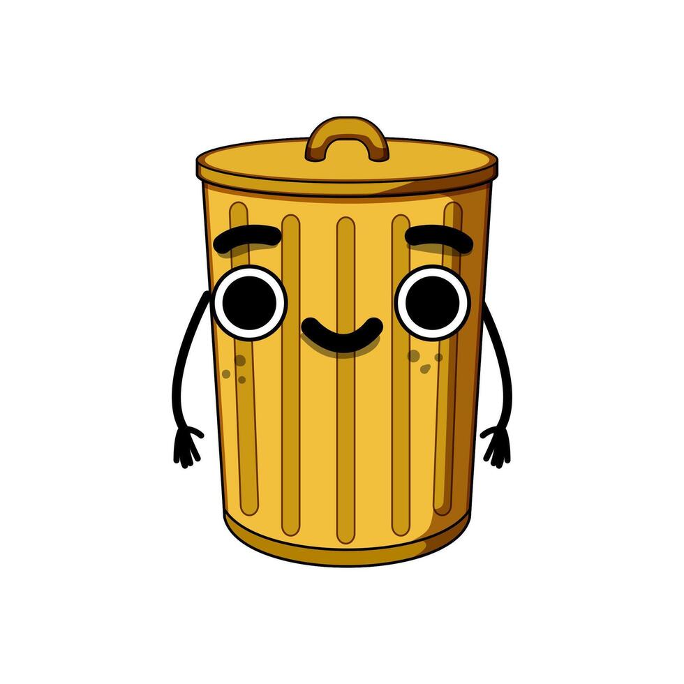 garbage trash bin character cartoon illustration vector