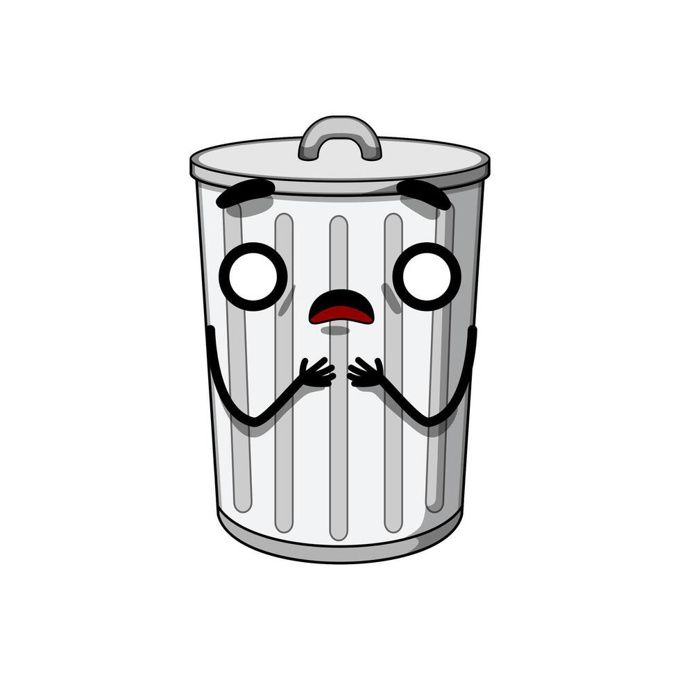 can trash bin character cartoon illustration vector