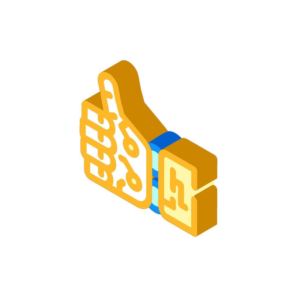 thumb up robot hand gesture isometric icon illustration vector