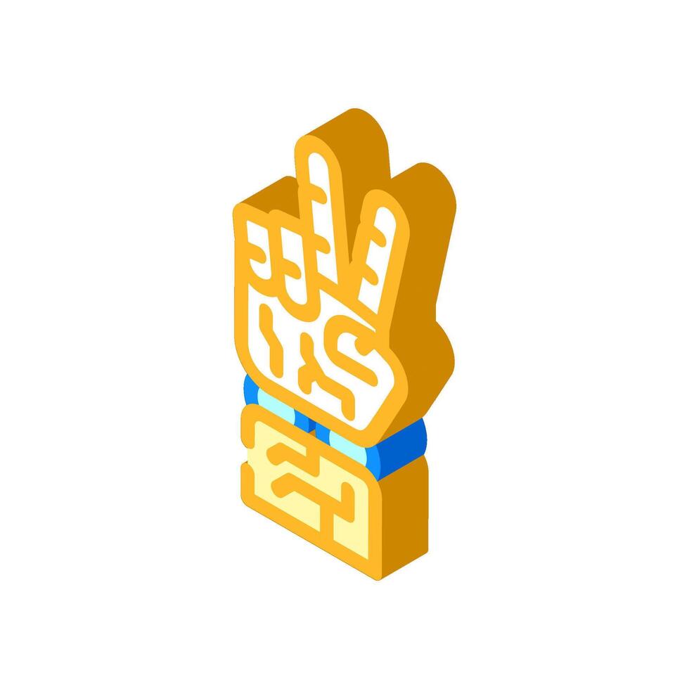 peace robot hand gesture isometric icon illustration vector