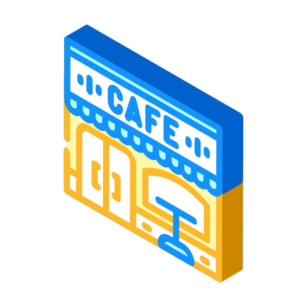 sidewalk cafe street cafe isometric icon illustration vector