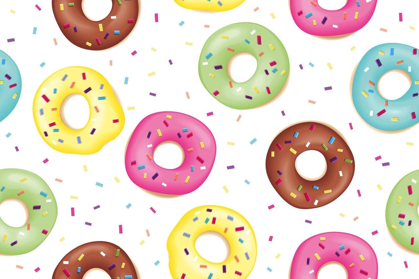 Pattern of sweet colorful donuts vector