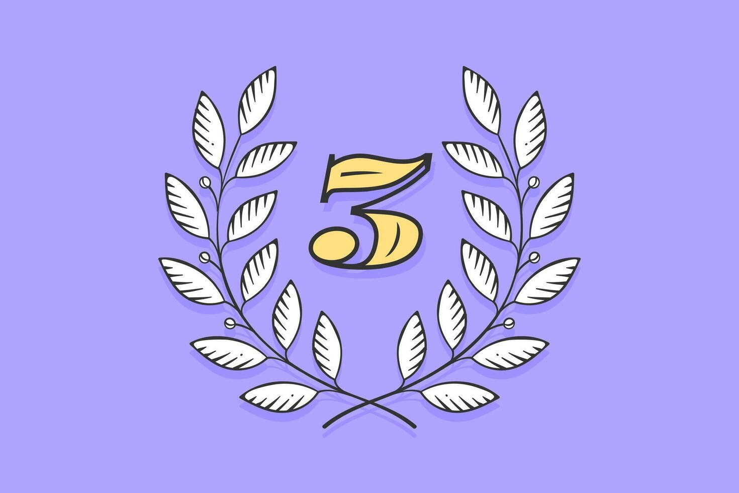 Laurel wreath icon with number Three vector