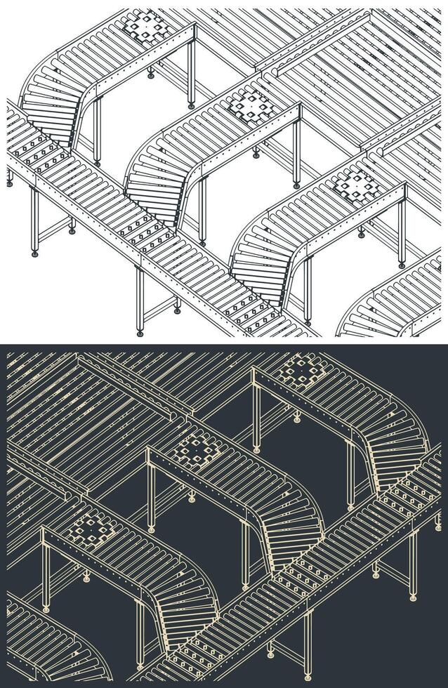 Conveyors for warehouses and factories vector