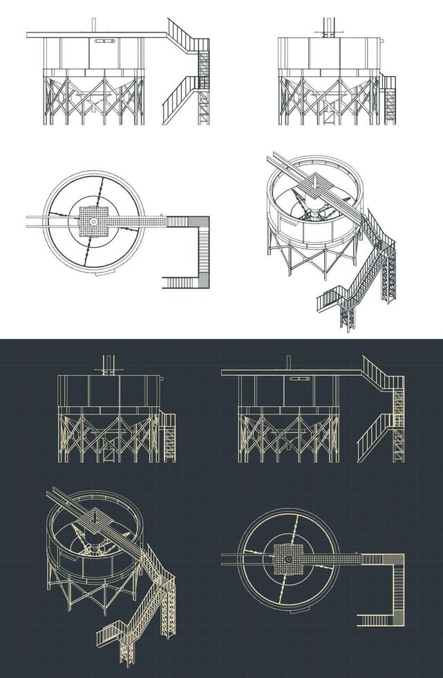 Mining Thickener Tank Blueprints vector