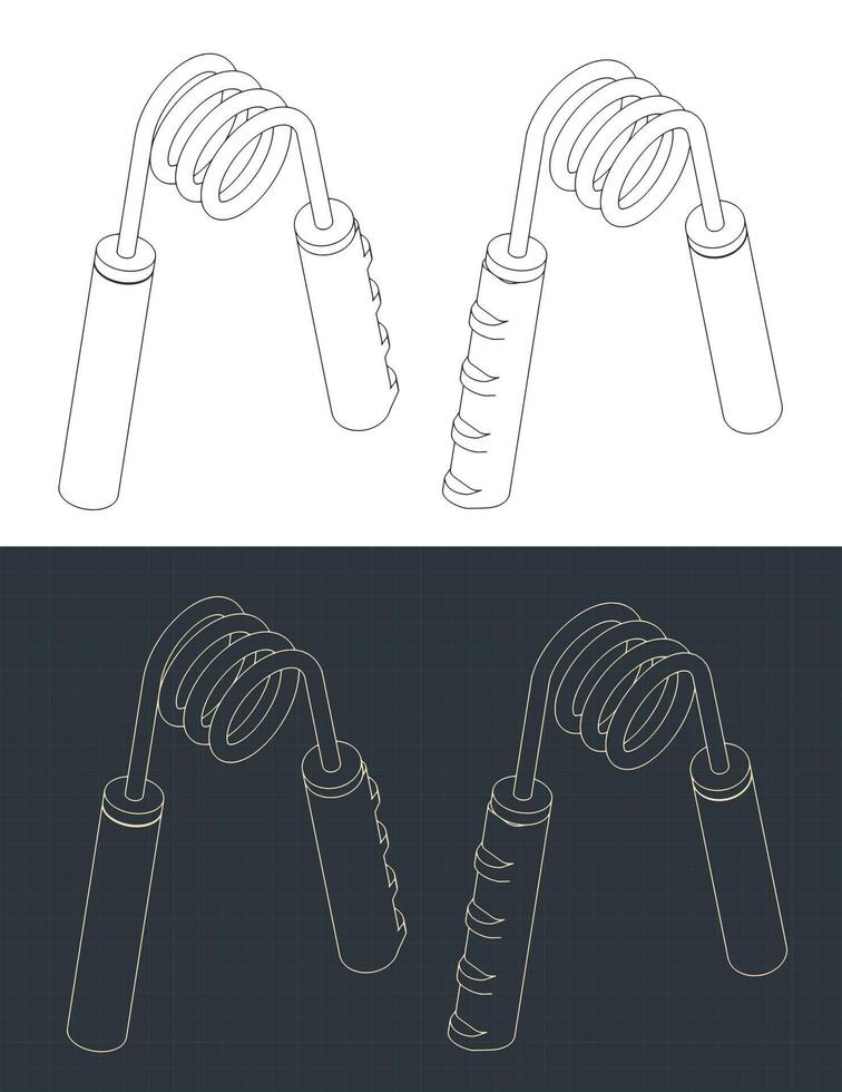 Grip trainer isometric blueprints vector