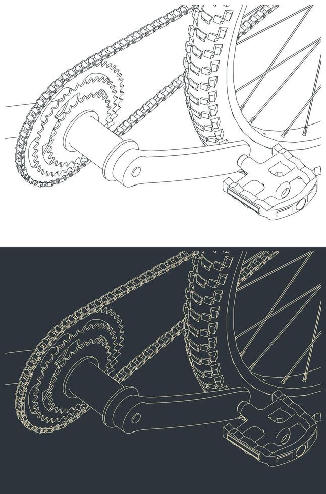 Bicycle transmission system illustration vector