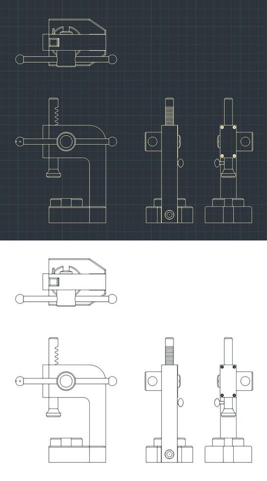Hand press blueprints vector