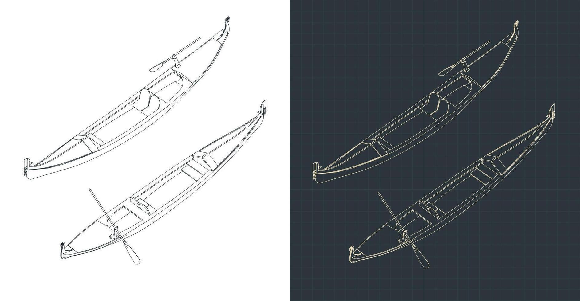 Gondola isometric blueprints vector
