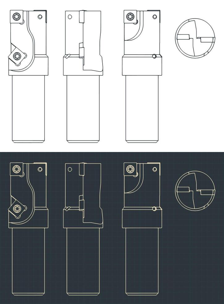 Tool for machining aluminum parts blueprints vector