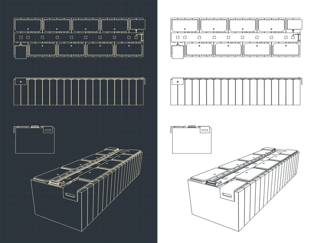 Battery module blueprint vector