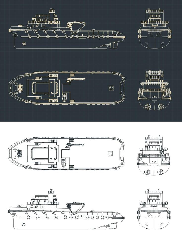 Anchor Handling Tug Blueprints vector