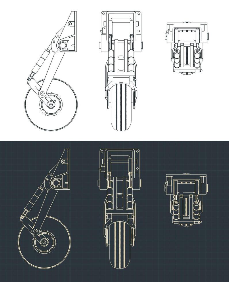 Nose landing gear drawings vector