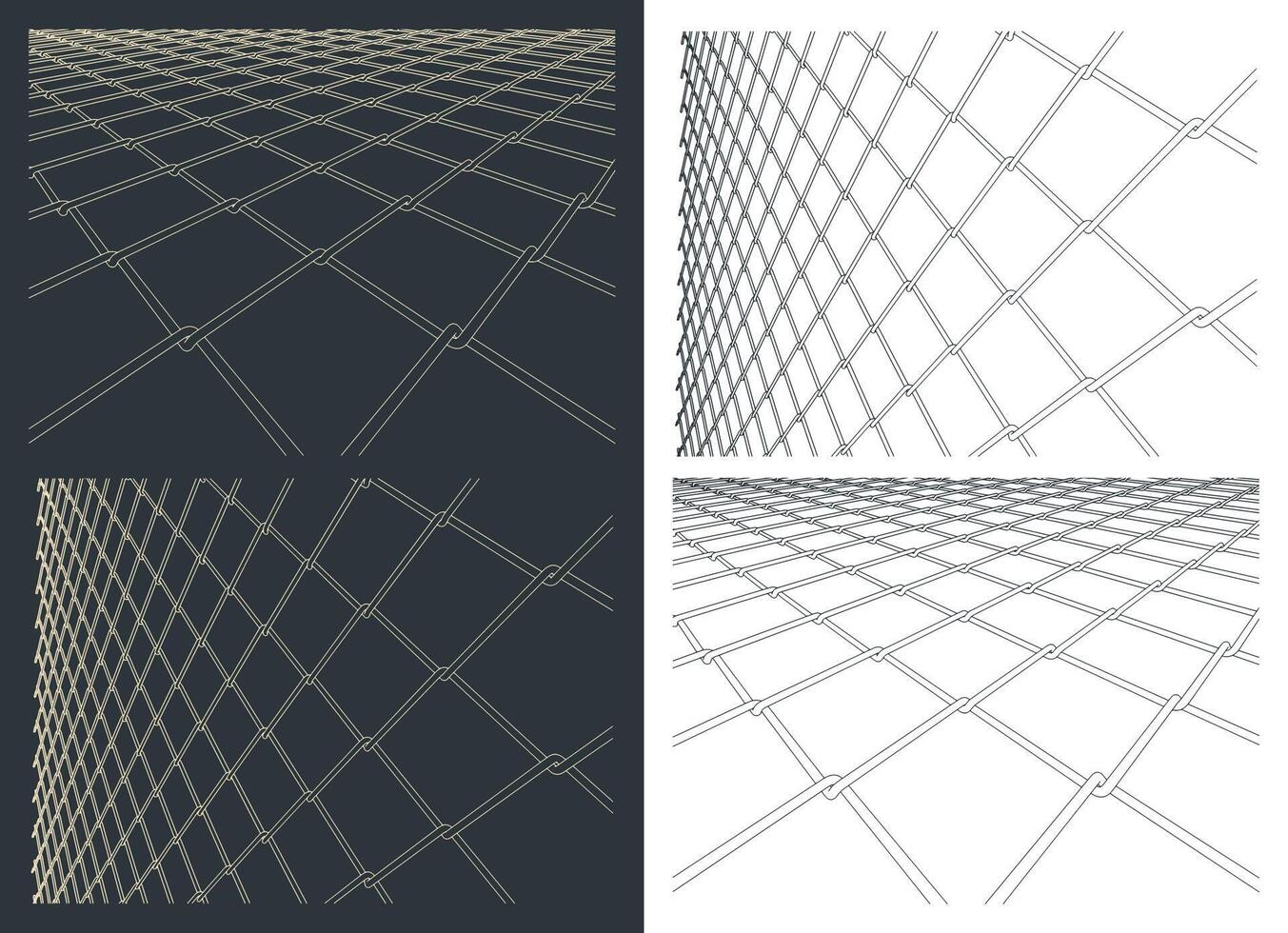 Chain Link Fence Drawings vector