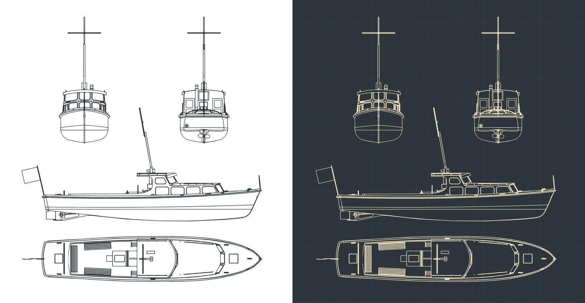 Sightseeing Boat Blueprints vector