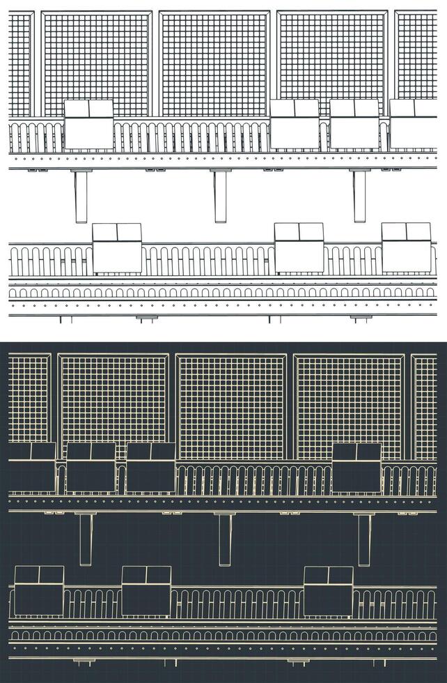 Conveyor lines for warehouses vector
