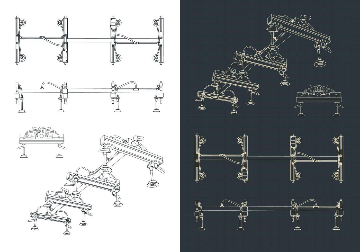 Vacuum gripper blueprints vector